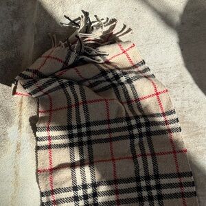 Burberry Beige and Black Plaid Scarf